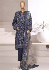 Sadabahar Printed Stitched Khaddar 3PC Collection - 2025 (BLUE D-02)